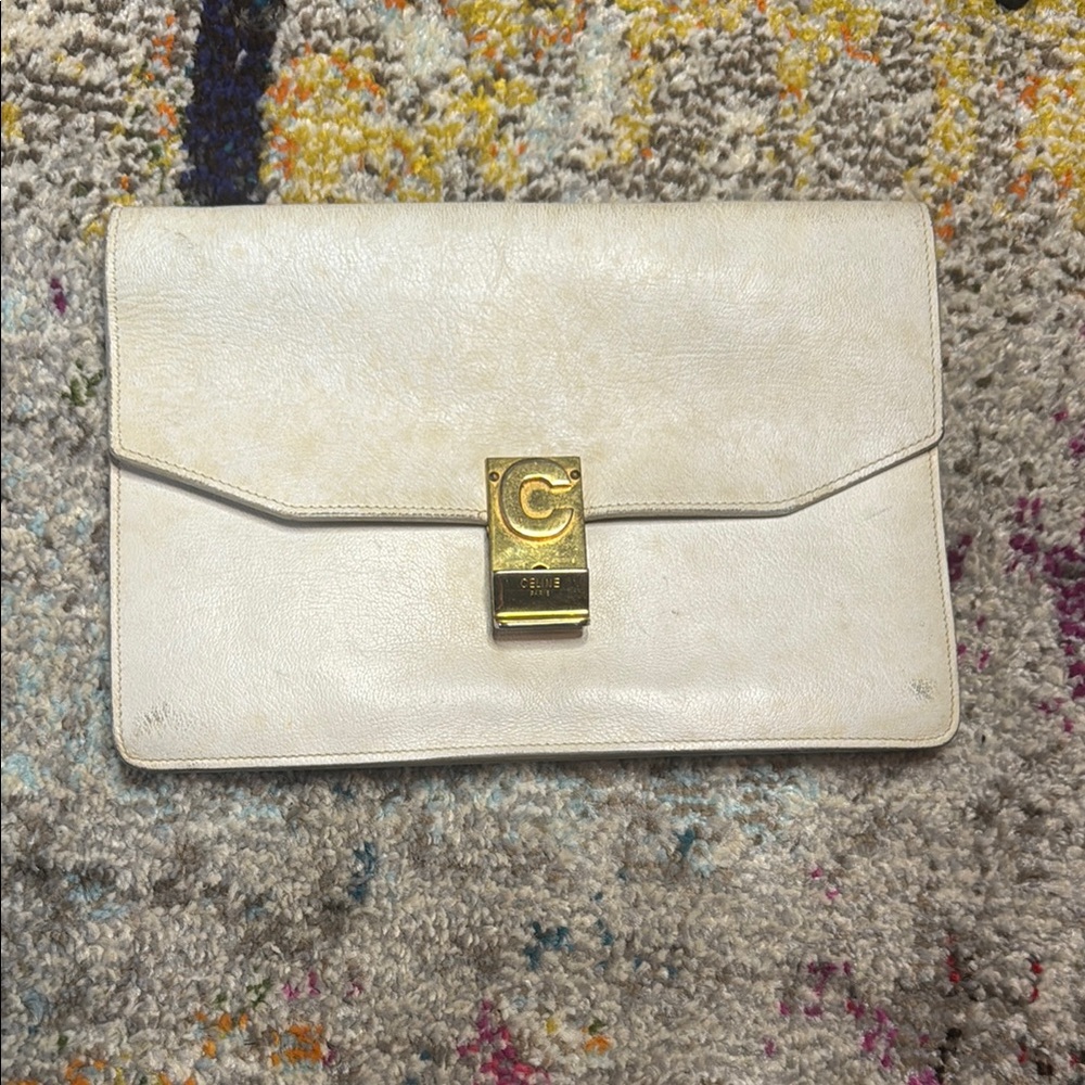 Celine White Clutch Bag